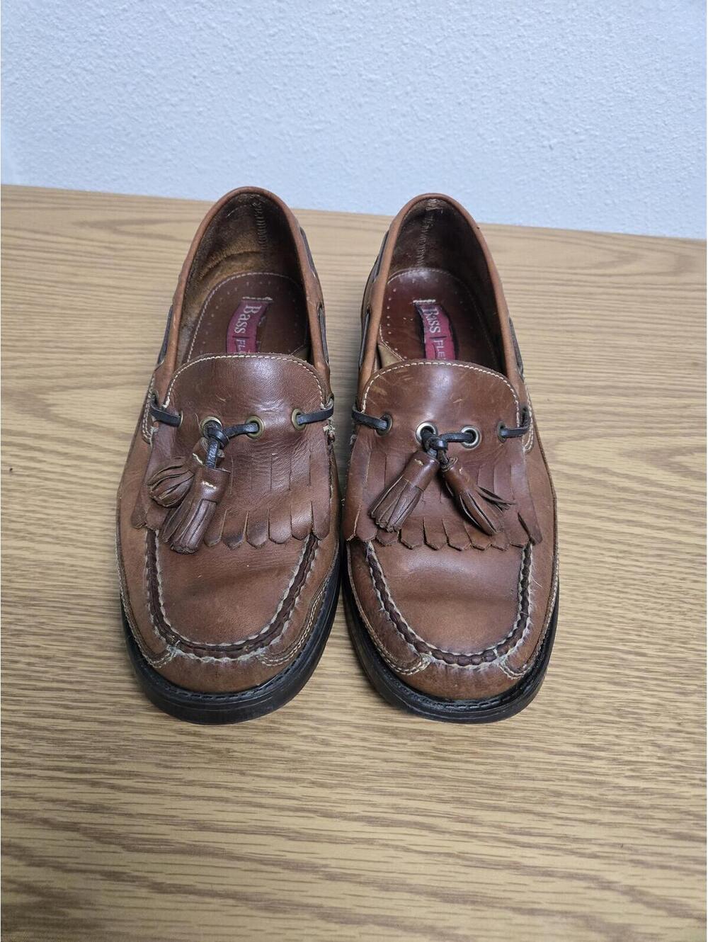 Bass Brown Leather Loafers Kiltie Tassel Sz 9.5M 90s Preppy